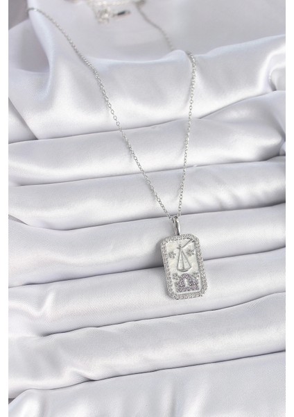 Bfs 316L Çelik Gümüş Renk Terazi Burcu Zirkon Taşlı Kadın Kolye fiyatları