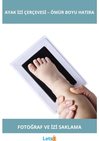 Bebek El Ayak Izi Fotoğraf Çerçevesi Mürekkepsiz Baskı Kiti ile Güvenli Anı Saklama Seti