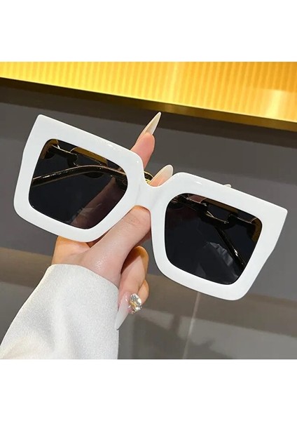 Kadın Büyük Kare Moda Gözlüğü Beyaz fiyatları