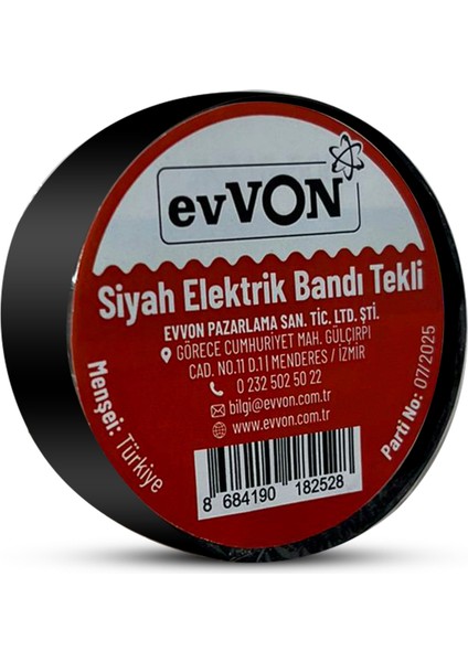 Evvon Siyah Elektrik Bandı Tekli 2 Adet