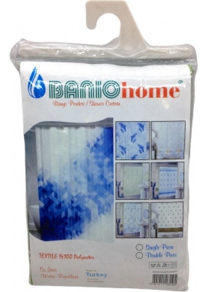 Polyester Çift Kanat Su Itici Banyo Perdesi 90X200CM (5324)