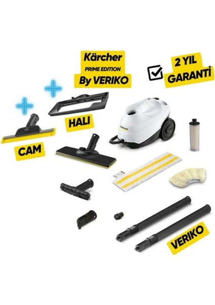 Sc 3 Easyfix 30 Sn Kullanıma Hazır Olan Buharlı Temizlik Makinesi Cam ve Halı Başlığı Dahil - Beyaz