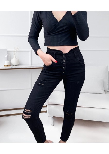 Mdb Kadın 5 Düğmeli V Detay Bel Yırtık Kot fiyatları