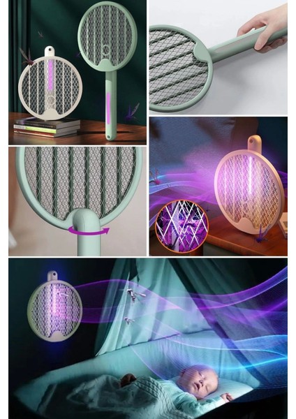 Tenis Raketi Tipi Masaüstü Olabilen Gece Lambalı Sinek Kovucu,öldürücü Raket ( Lisinya ) indirimleri