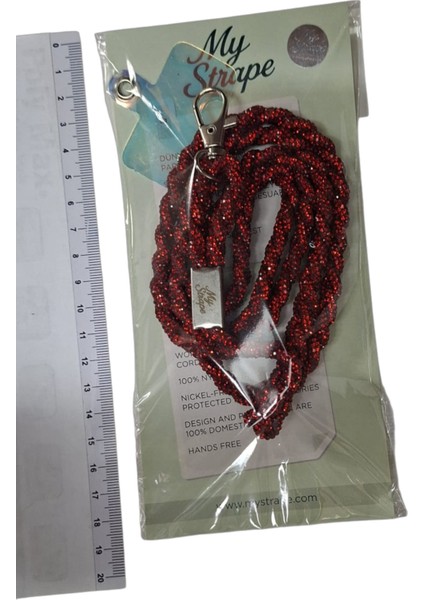 Kırmızı Taşlı Örgü Telefon Askısı Tüm Kılıflara Uyumlu fırsatları