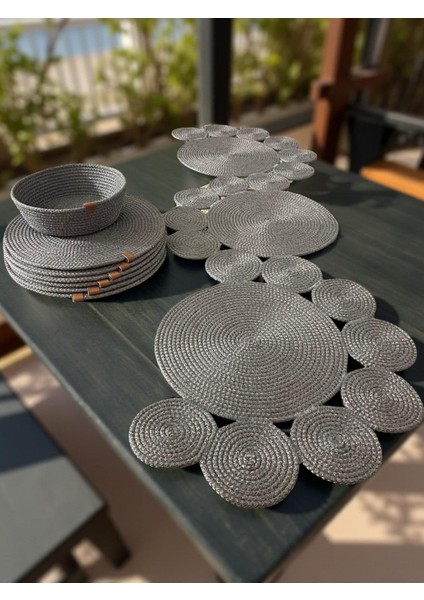 Jüt, Hasır, Dekoratif Masa Örtüsü, Runner, Amerikan Servis, Sehpa Örtüsü Set