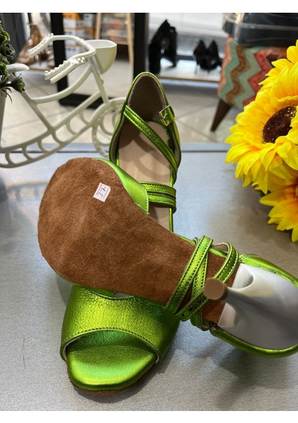 Neon Yeşil -Kapalı Topuk 8,5 cm 13 Pont Topuk Boy Tango, Dans ve Abiye Ayakkabısı fiyatları