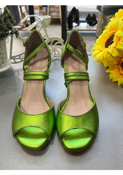 Neon Yeşil -Kapalı Topuk 8,5 cm 13 Pont Topuk Boy Tango, Dans ve Abiye Ayakkabısı fırsatları