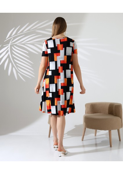 Dokuma Penye Viskon Kumaş Geniş Kesim Rahat Kalıp Desenli Elbise fiyatları