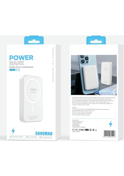 5000 Mah Magsafe Beyaz Powerbank 5W PB-5W