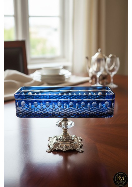 El Yapımı Kristal Royal Desenli Baton Dekoratif Sunumluk Sofra Sunum Kasesi