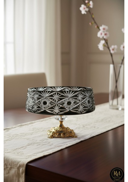 El Yapımı Kristal Avangart Vizyon Merkür Dekoratif Sunumluk Ayaklı Kase