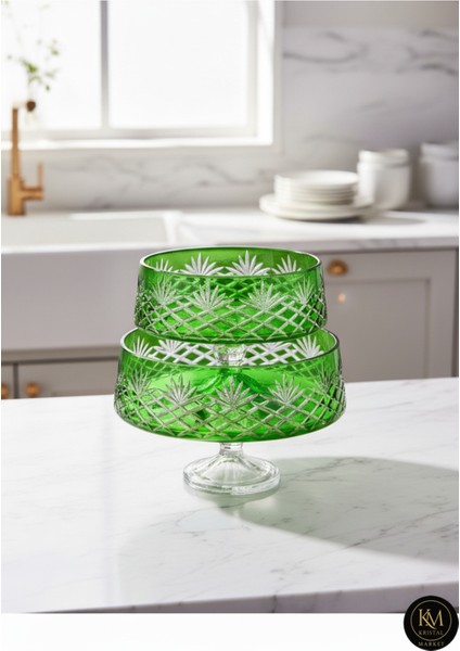 Kesme Kristal Dekor 2'li Kase