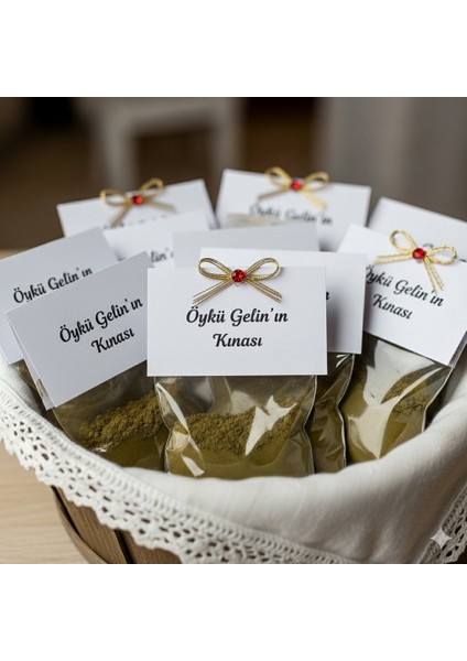 Dağıtmalık Hediyelik Kına 50 Adet Paketlenmiş Kişiye Özel Isimli