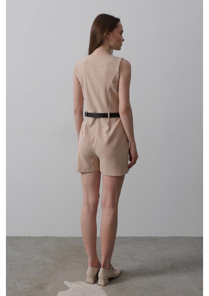 Kadın Kemerli Kolsuz Şort Tulum fırsatları
