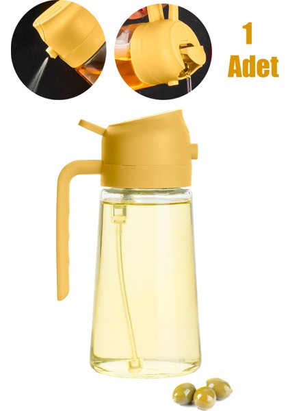 Çok Amaçlı Cam Sprey Şişe -Yağdanlık Limon Sirke Sos Püskürtücü, Sızdırmaz Yağlık Sarı 600 ml