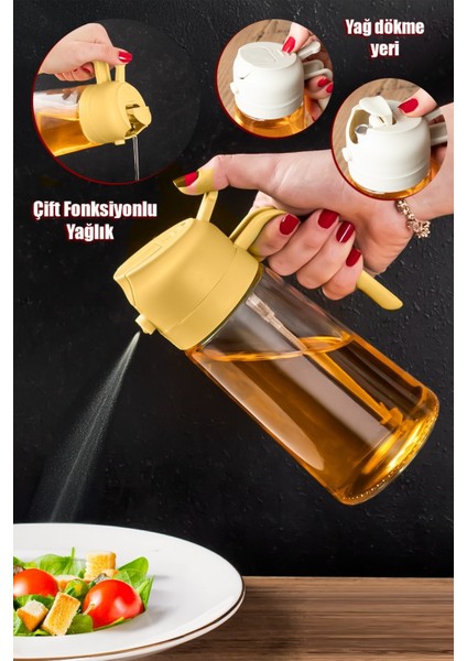 Çok Amaçlı Cam Sprey Şişe -Yağdanlık Limon Sirke Sos Püskürtücü, Sızdırmaz Yağlık Sarı 600 ml fiyatları