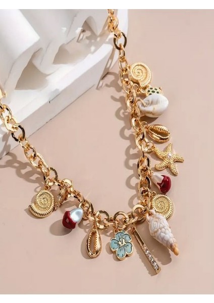 Altın Rengi Yüksek Kalite Paslanmaz Çelik Denizyıldızlı KOLYE-18K Altın Kaplama fiyatları