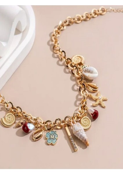 Altın Rengi Yüksek Kalite Paslanmaz Çelik Denizyıldızlı KOLYE-18K Altın Kaplama indirimleri