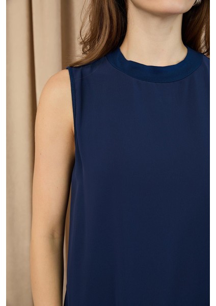 Kadın Kolsuz Tül Detaylı Içlik Tunik - 10270TUN - Navy fiyatları