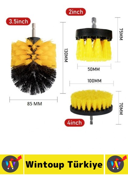 Premium Banyo Küvet Fayans Mutfak Oto Koltuk Tekerlek Matkap Ucuna Takılan 3'lü Temizlik Fırça Seti fiyatları