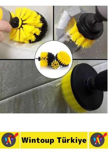 Premium Banyo Küvet Fayans Mutfak Oto Koltuk Tekerlek Matkap Ucuna Takılan 3'lü Temizlik Fırça Seti fırsatları