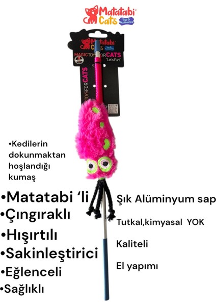 Kalamar Alüminyum Sap Kedi Oltası(Matatabi,çıngırak ve Özel Hışırtı Içerir.özel Kumaş)