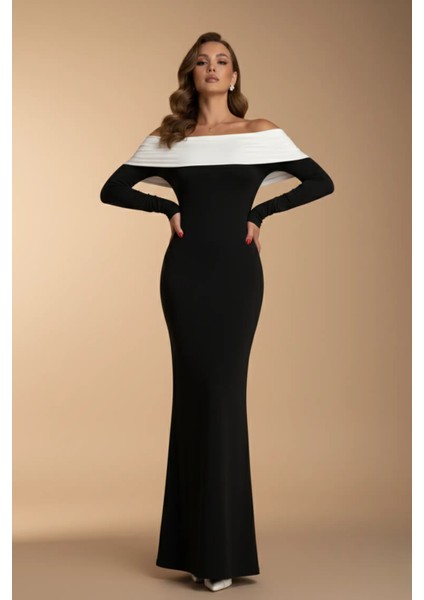 Vücudu Saran Carmen Yaka Uzun Abiye fiyatları