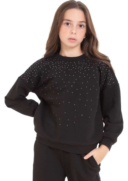 Kız Çocuk 3 Iplik Taş Detaylı Alt-Üst Takım 4-12 Yaş 12346 fiyatları