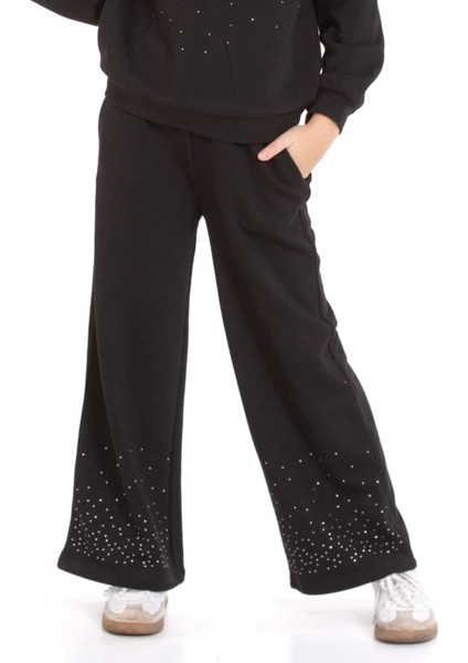 Kız Çocuk 3 Iplik Taş Detaylı Alt-Üst Takım 4-12 Yaş 12346 modelleri