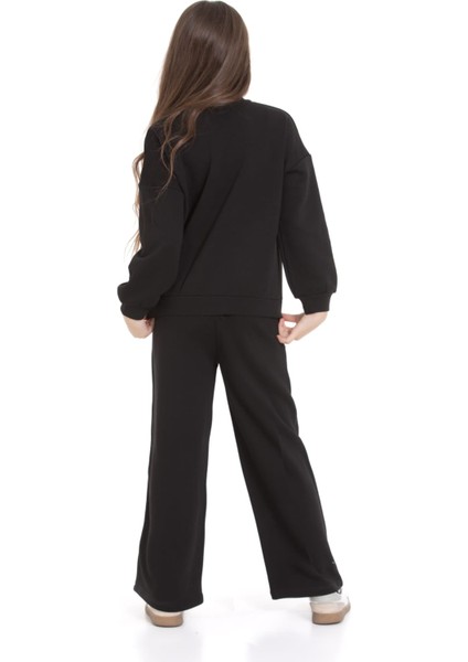 Kız Çocuk 3 Iplik Taş Detaylı Alt-Üst Takım 4-12 Yaş 12346 fırsatları