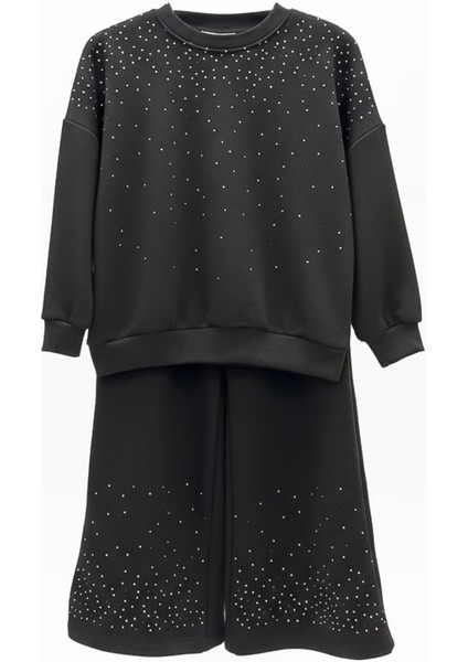 Kız Çocuk 3 Iplik Taş Detaylı Alt-Üst Takım 4-12 Yaş 12346 indirimleri