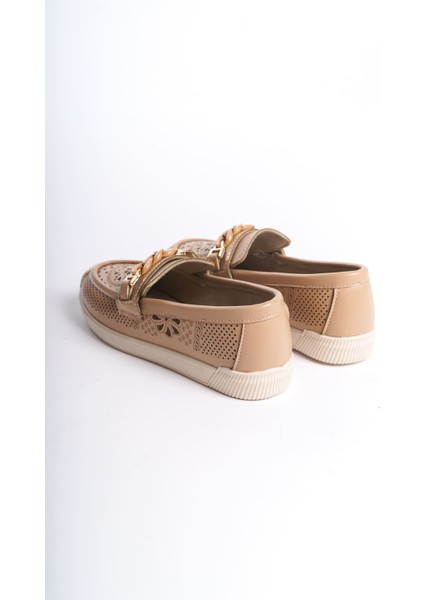 Lızy Bağcıksız Ortopedik Rahat Taban Çiçek Desenli Kadın Babet Ayakkabı Ckt - Ten fırsatları