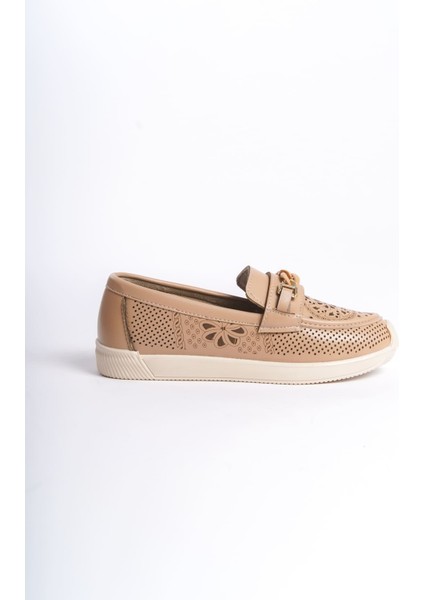 Lızy Bağcıksız Ortopedik Rahat Taban Çiçek Desenli Kadın Babet Ayakkabı Ckt - Ten indirimleri