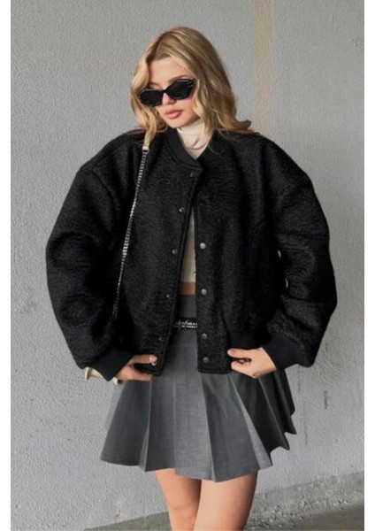 Tasarım Bomber Buklet Kumaş Trend Oversize Kesim Astarlı Kalın Çıtçıt Kapama Trend Mont Kaban Ceket modelleri
