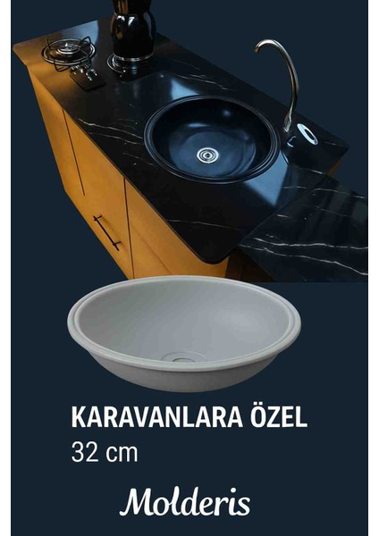 Yuvarlak Eviye – Kompakt Alanlar Için Abs Plastik Lavabo (Siyah / Beyaz)