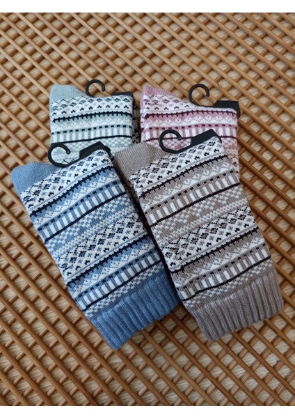 Desenli Kalın Viskon Elit 4' Lü Kadın Çorap