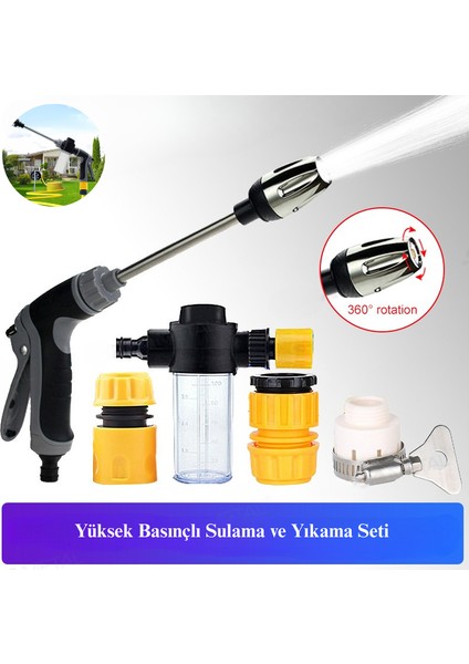 Yüksek Basınçlı Sulama Yıkama Köpük Tabancası 360° Dönebilen Bahçe Sulama Araba Yıkama Seti fiyatları