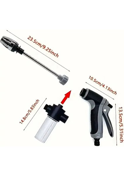 Yüksek Basınçlı Sulama Yıkama Köpük Tabancası 360° Dönebilen Bahçe Sulama Araba Yıkama Seti