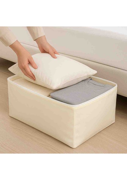Hurç Tekli 65×40×32 cm Açık Krem | Çok Amaçlı Saklama Hurcu modelleri