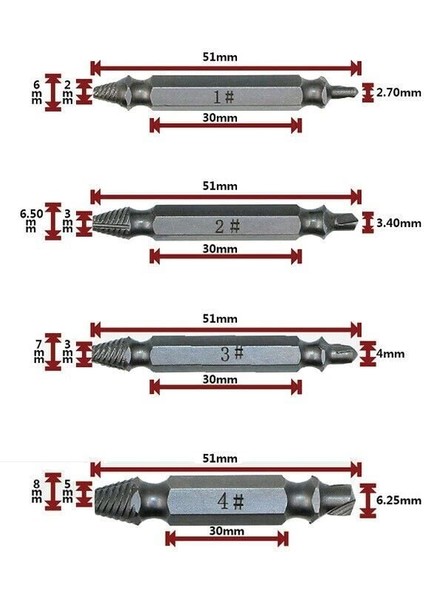 Hasar Görmüş Vida Çıkarıcı 4 Farklı Uç fırsatları