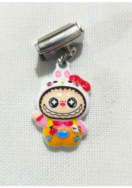 Labubu Figürlü Charm – Italyan Bilezik Uyumlu Paslanmaz Çelik