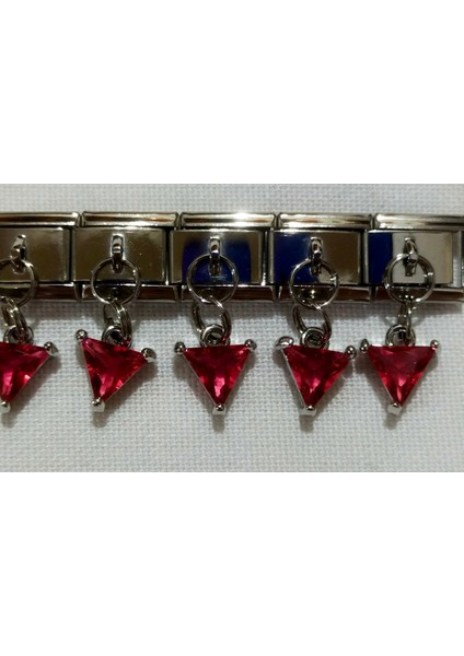 Kırmızı Taşlı Charm, Italyan Bileklik Uyumlu Paslanmaz Çelik fiyatları