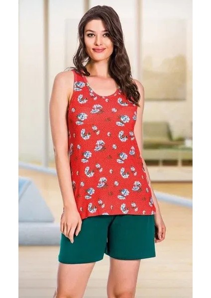 Lady Askılı Kırmızı Şortlu Pijama Takım