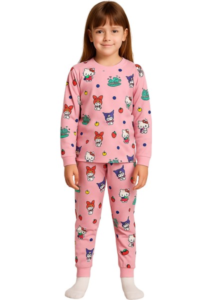 Cute Hello Kitty ve Kuromi Desenli Kız Çocuk Pijama Takımı