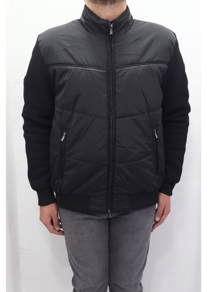 Fistan Store Erkek Hakim Yaka Spor Kesim Normal Kalıp Kolları Çelik Örgü Kışlık Mont