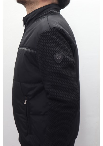 Fistan Store Erkek Hakim Yaka Spor Kesim Normal Kalıp Kolları Çelik Örgü Kışlık Mont modelleri