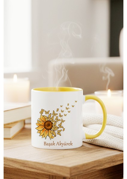 Kişiye Özel Sarı Kulplu Kupa Bardak