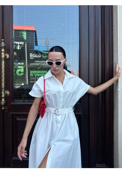 %100 Pamuk Kemerli Beyaz Elbise fiyatları