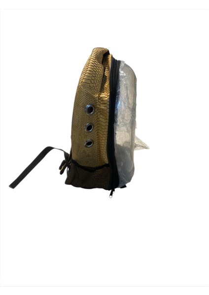 Plazma Kedi ve Köpek Taşıma Sırt Çantası Sarı Deri Görünüm